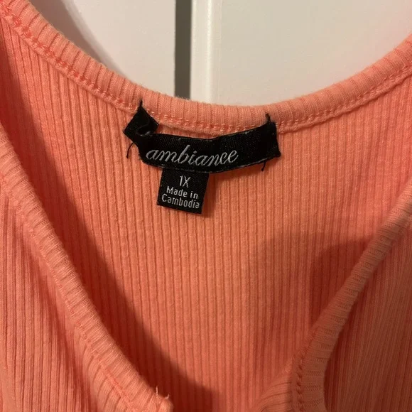 Ambiance Coral Ribbed Body Suit - Picture 4 of 4